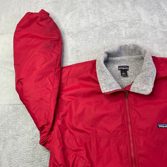 Vintage 90s Patagonia Red Fleece-Lined Bomber Jacket L Made‎ in USA Synchilla - Picture 12 of 14